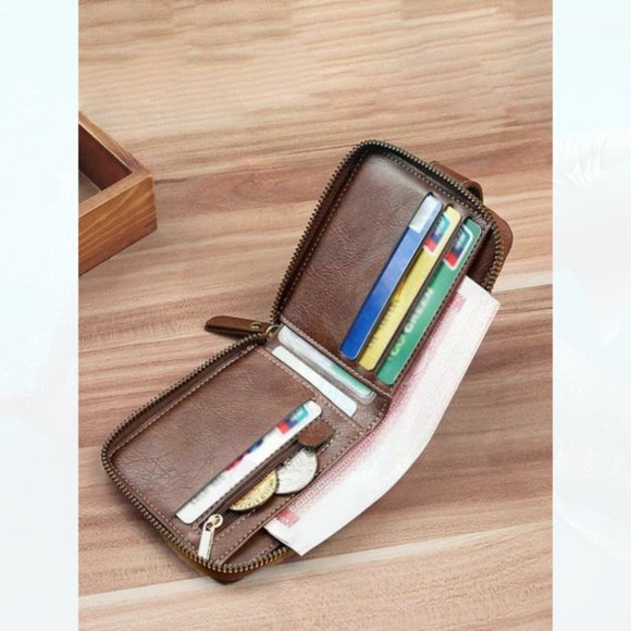 New Button Decor Zipper Around Small Wallet 230 - Picture 3 of 3